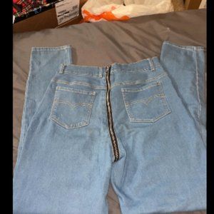 light wash jeans with back zipper
